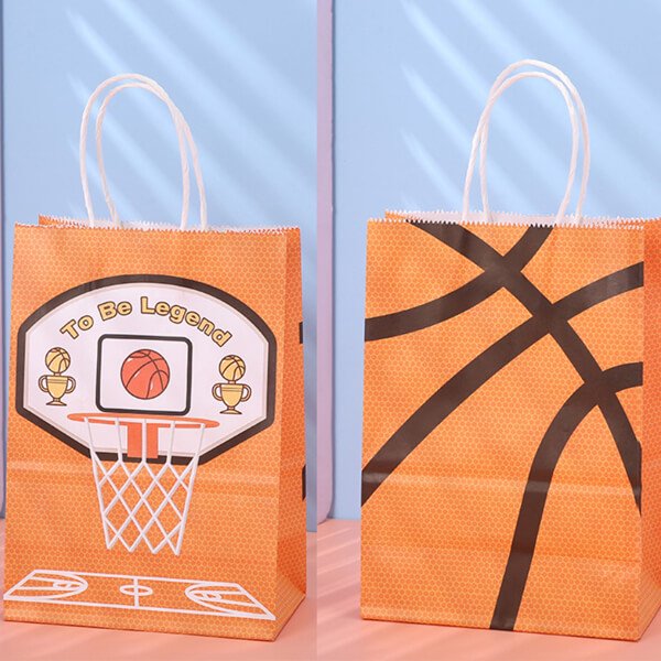  ラッドデザインなバスケットボール柄の取手付きミニ紙袋 １枚【画像6】