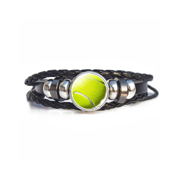 シックなデザインのテニスボール革製ブレスレット