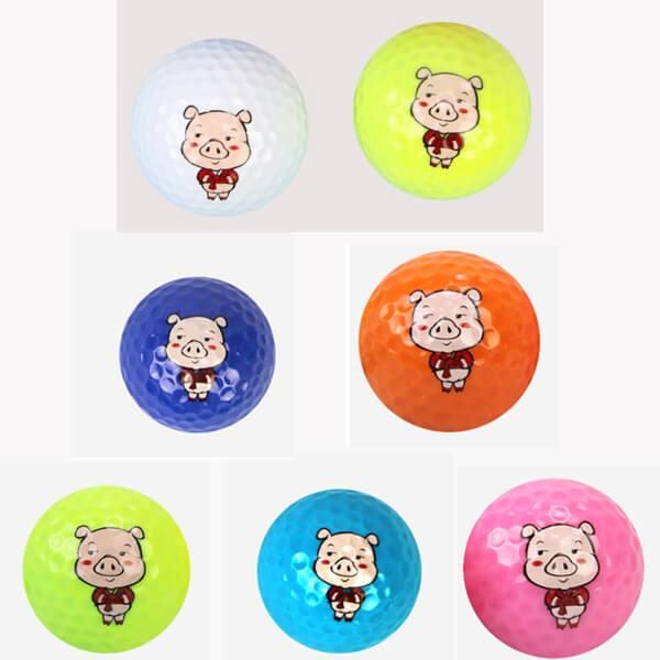 ブタさん柄のカラフルゴルフボール 1個 | ボールグッズ通販