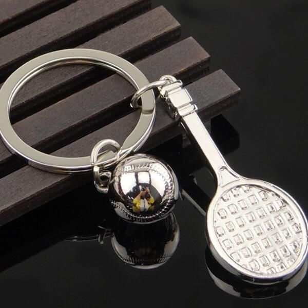 メタリックキーホルダー テニスボール＆テニスラケット | ボールグッズ