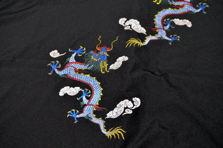 Traditional Dragon half sleeve big China Shirt : Black - NOHEROES  link:music:art:apparel†you