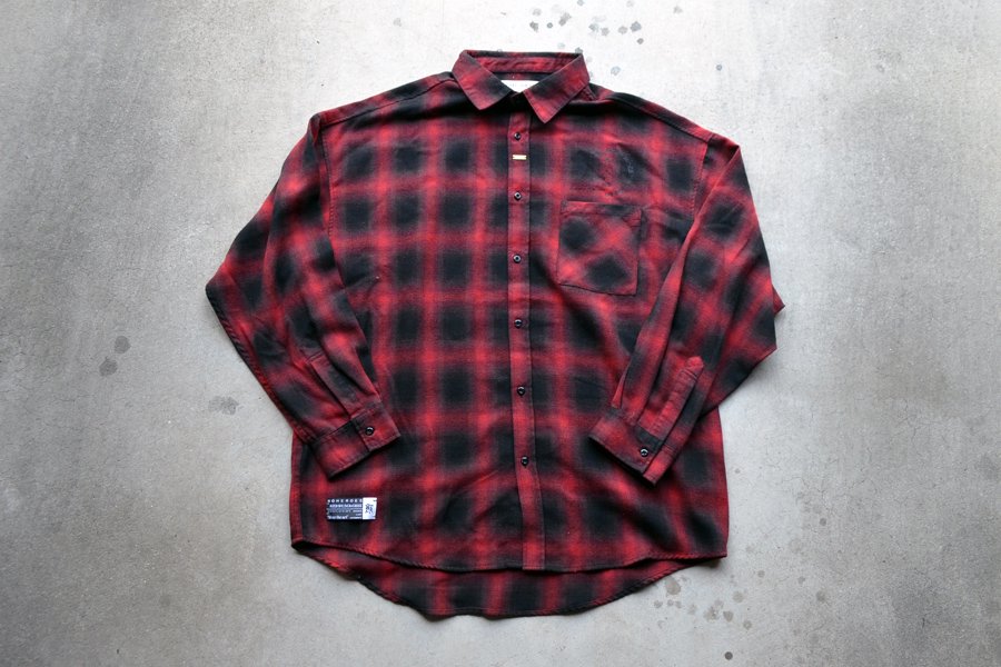 semicircle name ombre check shirt : Red ombre check - NOHEROES 