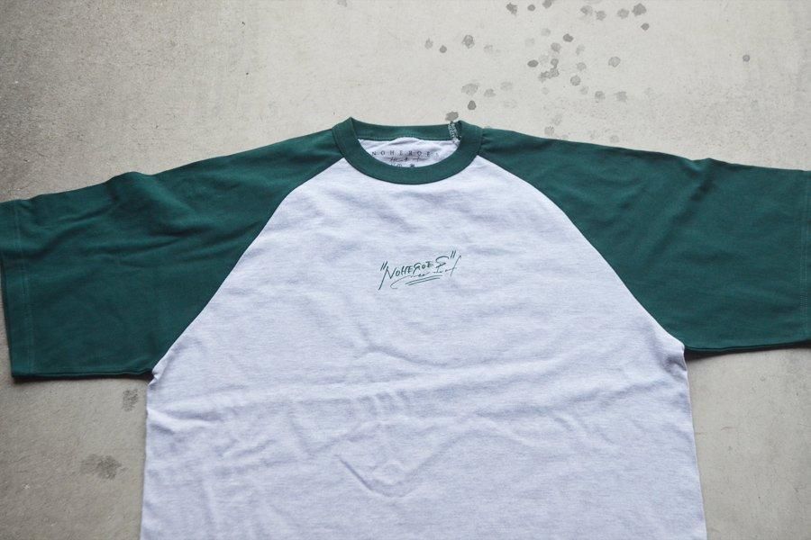 Tagging name raglan short sleeve : Green x grey - NOHEROES link 