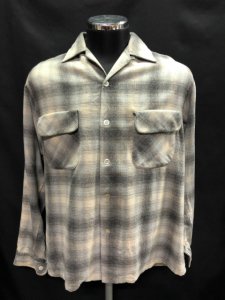 Golden Line Plaid Check Pattern Wool L/S Shirt Size M - USED