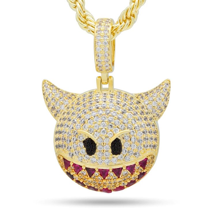 󥰥 King Ice ǥӥ ʸ ͥå쥹  ǥ Devil Emoji Necklace