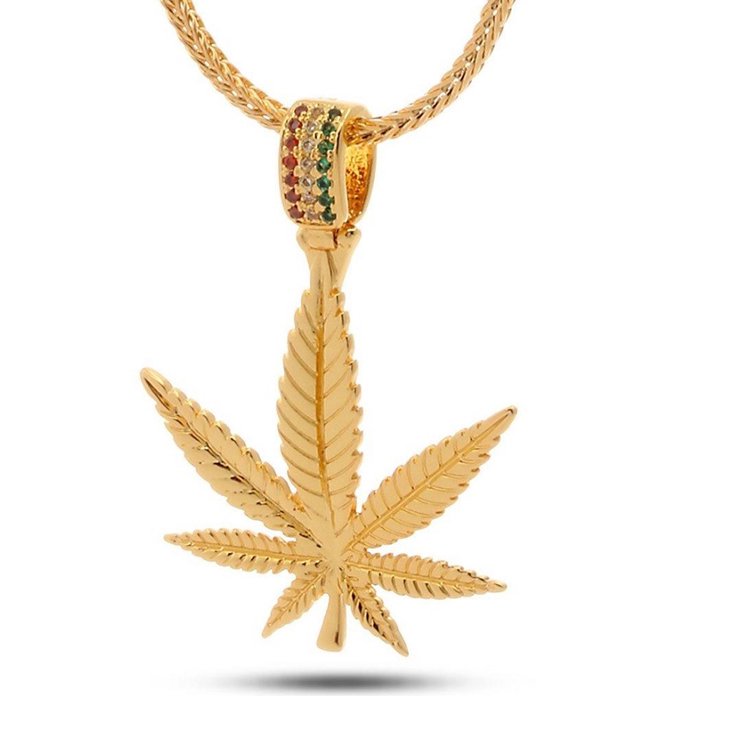 󥰥 King Ice ɥ꡼ե ͥå쥹  ǥ Rasta Weed Leaf Necklace