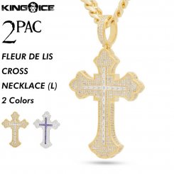 <img class='new_mark_img1' src='https://img.shop-pro.jp/img/new/icons55.gif' style='border:none;display:inline;margin:0px;padding:0px;width:auto;' />2PAC×King Ice キングアイス トゥーパック クロス ネックレス ゴールド FLEUR DE LIS CROSS NECKLACE (L)