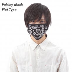 ペイズリー柄 プリント フラットタイプ ファッションマスク ブラック 