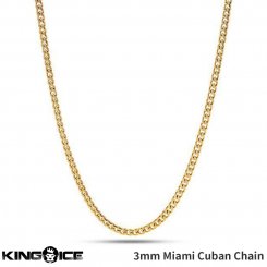 King Ice 󥰥 ͥå쥹 3mm ޥߥ塼Х󥫡֥ Stainless Steel Miami Cuban Curb Chain