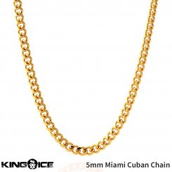 King Ice キングアイス ネックレス 5mm幅 マイアミキューバンカーブチェーン Stainless Steel Miami Cuban Curb Chain
