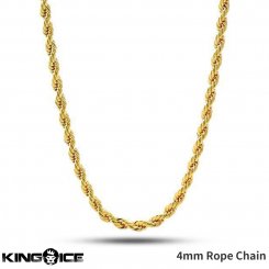 King Ice キングアイス ネックレス 4mm幅 ロープチェーン Stainless Steel Rope Chain