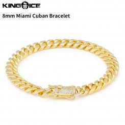 King Ice キングアイス ブレスレット ゴールド マイアミキューバンカーブチェーン 8mm Miami Cuban Bracelet
