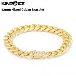King Ice キングアイス ブレスレット ゴールド マイアミキューバンカーブチェーン 12mm Miami Cuban Bracelet