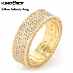 King Ice キングアイス ゴールド ジルコニアストーン リング 5-Row Infinity Ring