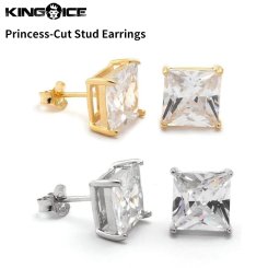 King Ice キングアイス プリンセスカット スタッド ピアス イヤリング Princess-Cut Stud Earrings