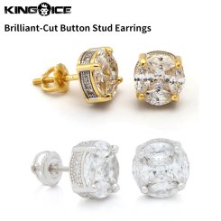 King Ice キングアイス ブリリアントカット ボタン スタッド ピアス イヤリング Brilliant-Cut Button Stud Earrings