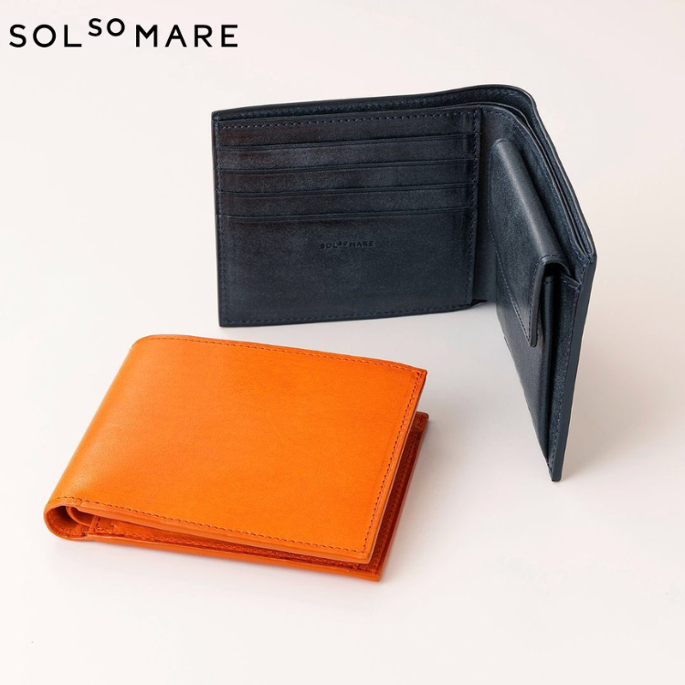 SOLSOMARE ソルソマーレ 無地 二つ折り 本革 レザーウォレット 財布 日本製 カナーレ Canale