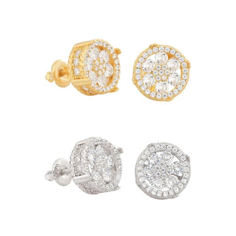 King Ice 󥰥 饦 饹 å ԥ  Round Cluster Stud Earrings