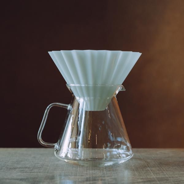 ORIGAMI Glass Coffee Server with HARIO - COFFEE COUNTY