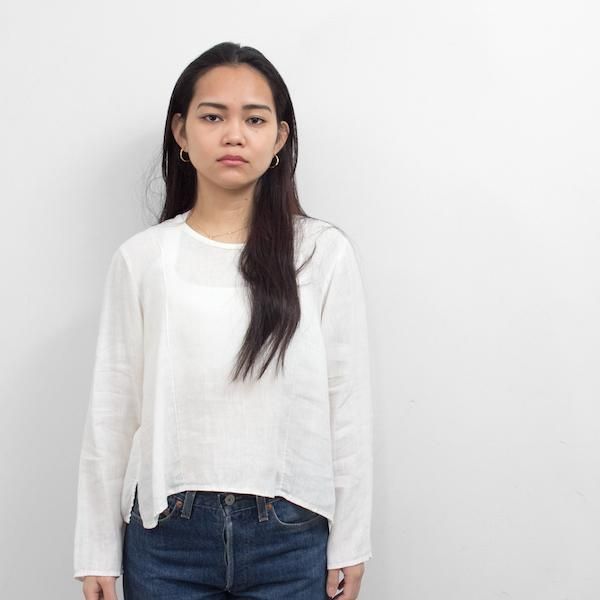 本物の レディース] FLAX リネン プルオーバートップス ホワイト トップス