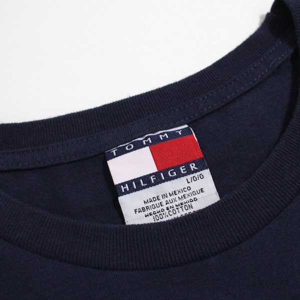 90's トミーヒルフィガー ビッグロゴTシャツ ネイビー [TOMMY HILFIGER