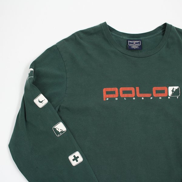 90's ポロスポーツ ロングTシャツ ロッククライミング グリーン [POLO SPORT] - レディース 渋谷古着屋 通販