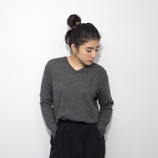 レディース] ラルフローレン Vネック ニット チャコールグレー [Ralph