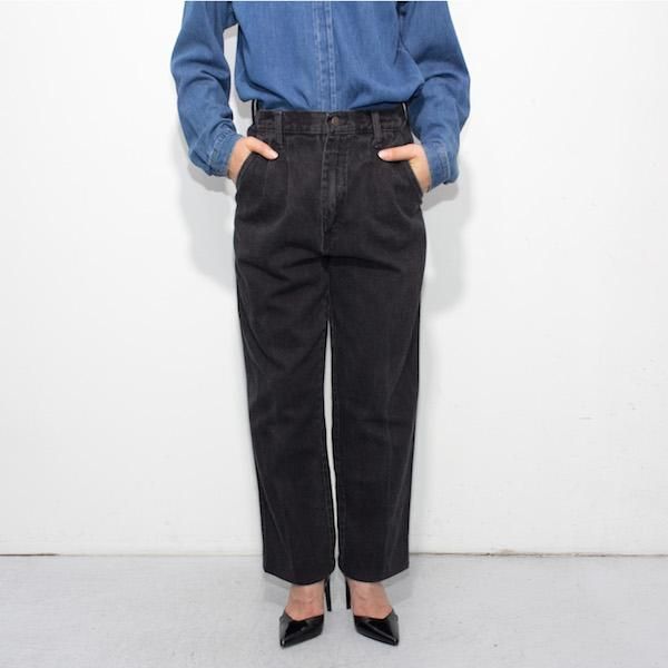 Sautum By Mericca レディース 80 S ヴィンテージ ラングラー ブラックデニム タックパンツ Wrangler レディース 渋谷古着屋 通販 Mericca Webストア