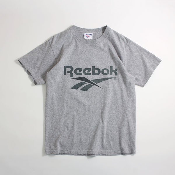 90's USA製 リーボック ロゴプリントTシャツ グレー [Reebok 