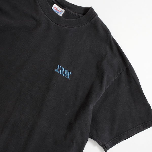 90's~ USA製 IBM ロゴプリントTシャツ ブラック ヘインズボディ 