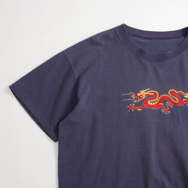 80's~ ヴィンテージ 龍刺繍 Tシャツ ネイビー スーベニア - レディース 