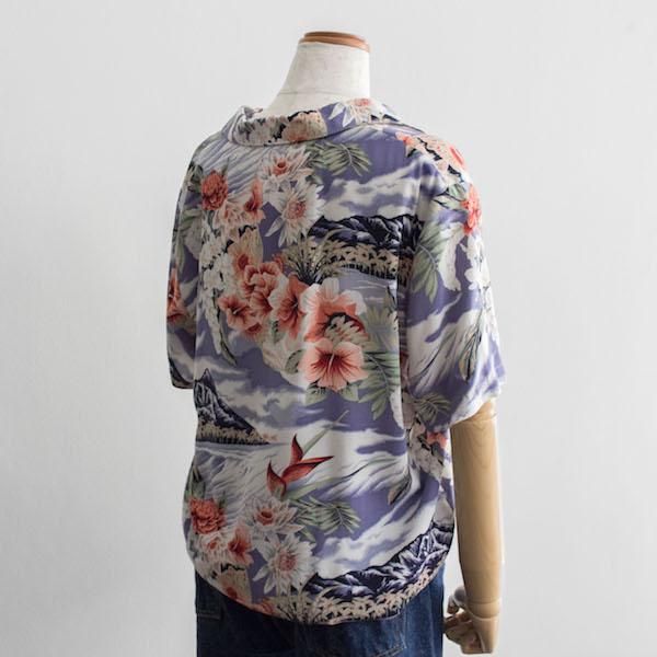 レディース] 80's ヴィンテージ ハワイアンシャツ ブルー アロハ