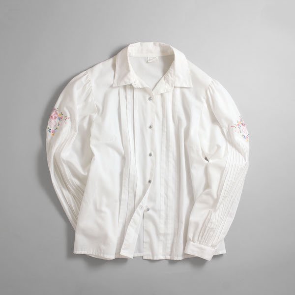 [レディース] 80's ヨーロッパ・ヴィンテージ ボリュームスリーブ刺繍ブラウス ホワイト - レディース 渋谷古着屋 通販 mericca