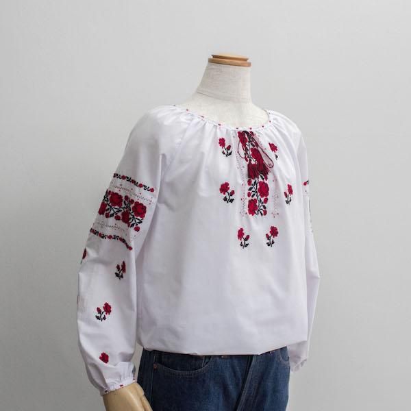 送料無料 通販 激安 レディース] ユーズド ウクライナブラウス 刺繍 クロスステッチ シャツ/ブラウス(長袖/七分)