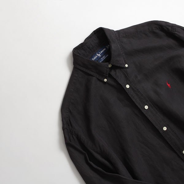 [メンズ] ラルフローレン シルクxリネン BDシャツ ブラック [Ralph Lauren] - レディース 渋谷古着屋 通販