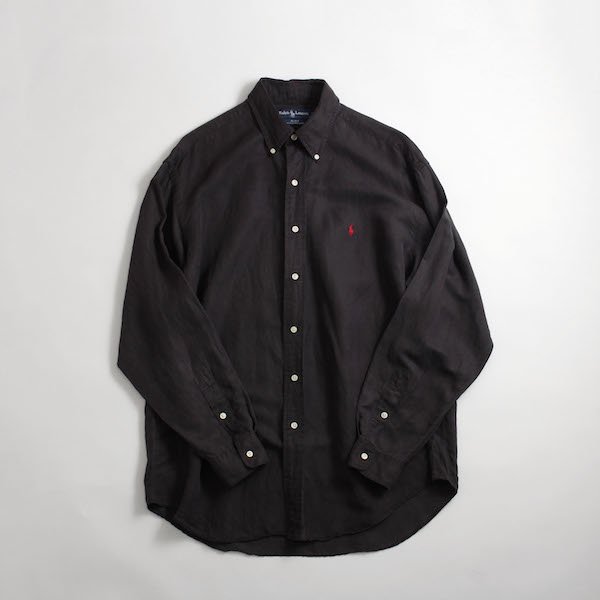 [メンズ] ラルフローレン シルクxリネン BDシャツ ブラック [Ralph Lauren] - レディース 渋谷古着屋 通販