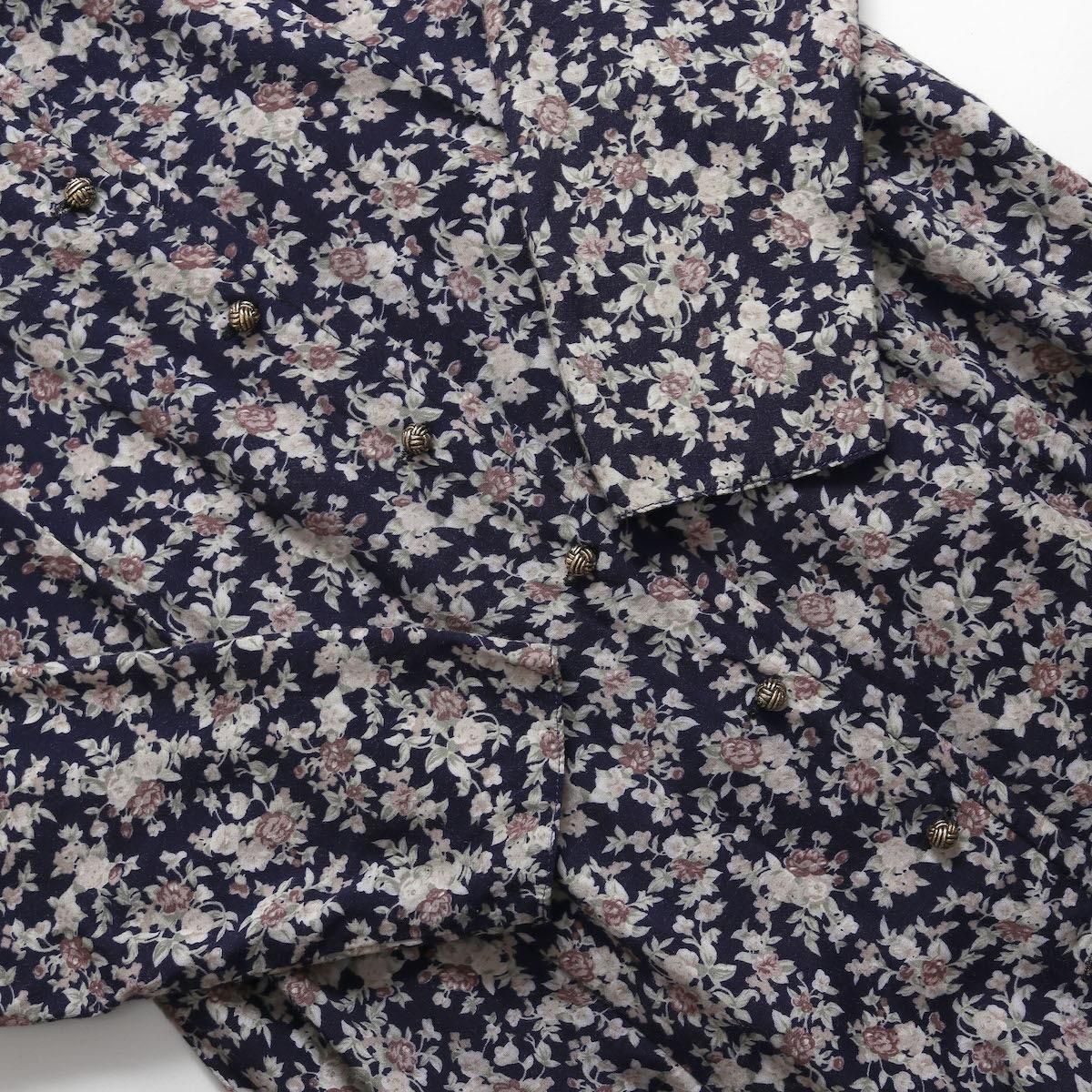 古着　ヴィンテージ　vintage ワンピース　花柄ワンピース　カナダ製 USA製 〜80年代 80s 花柄 総柄 ボタニカル レース襟 長袖