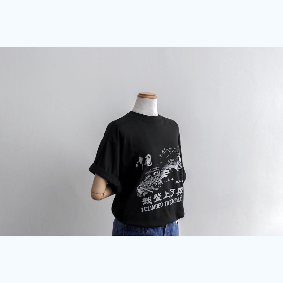 レディース] 万里の長城 プリント Tシャツ ブラック