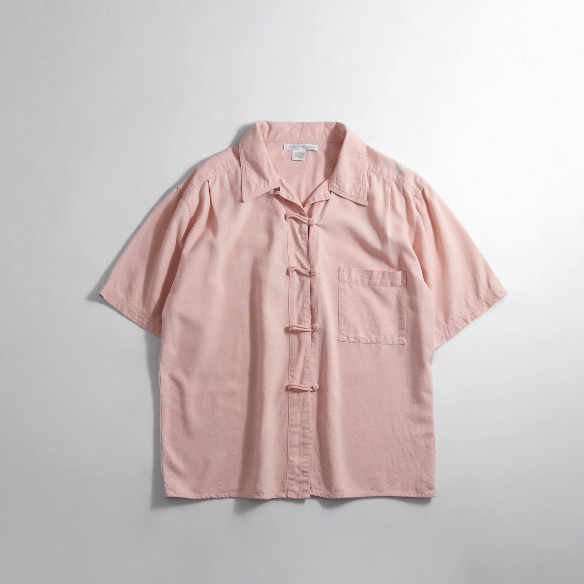 レディース 1990s シルク チャイナシャツ 半袖 ピンク