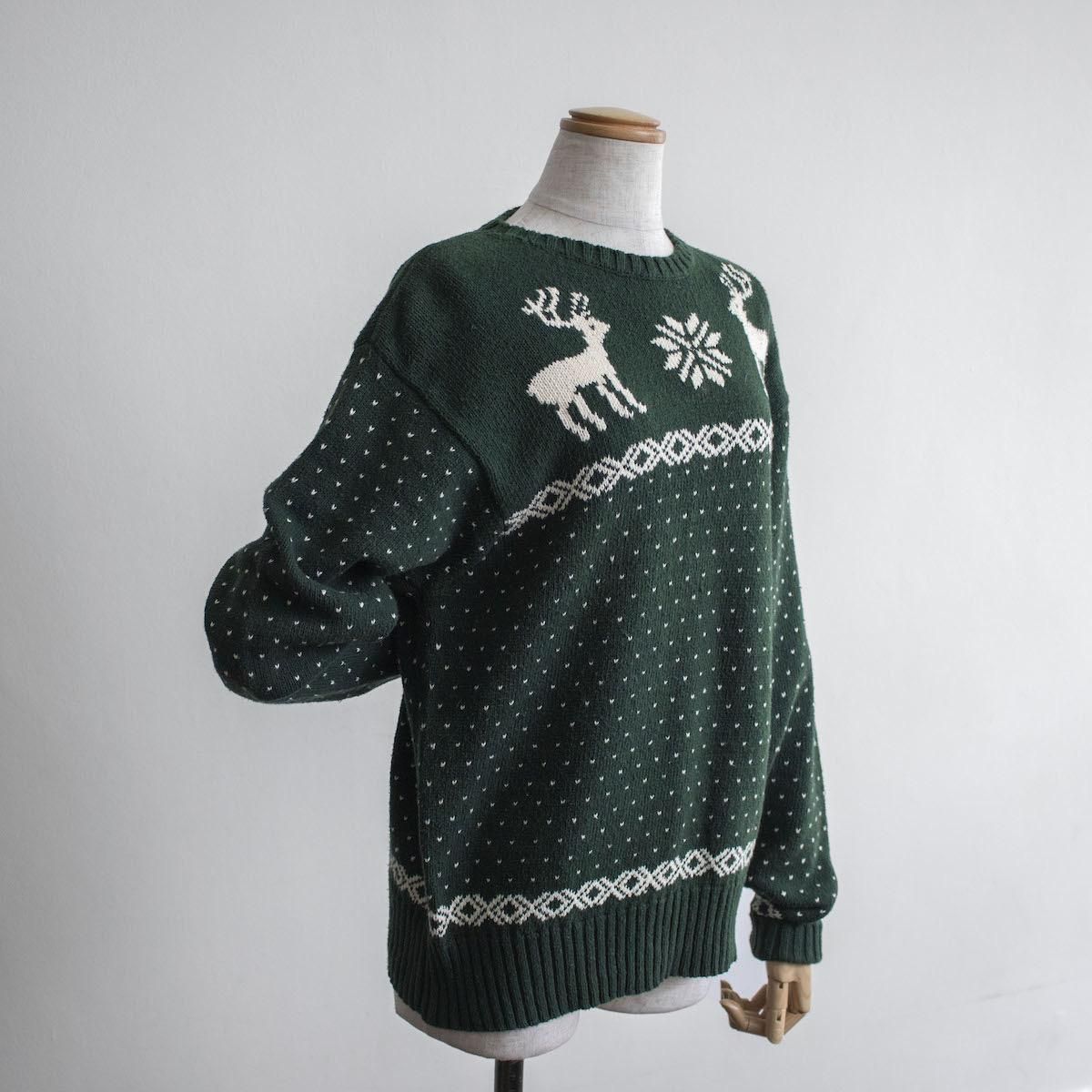 レディース] ラルフローレン ノルディック柄 コットンニット トナカイ グリーン [Ralph Lauren]