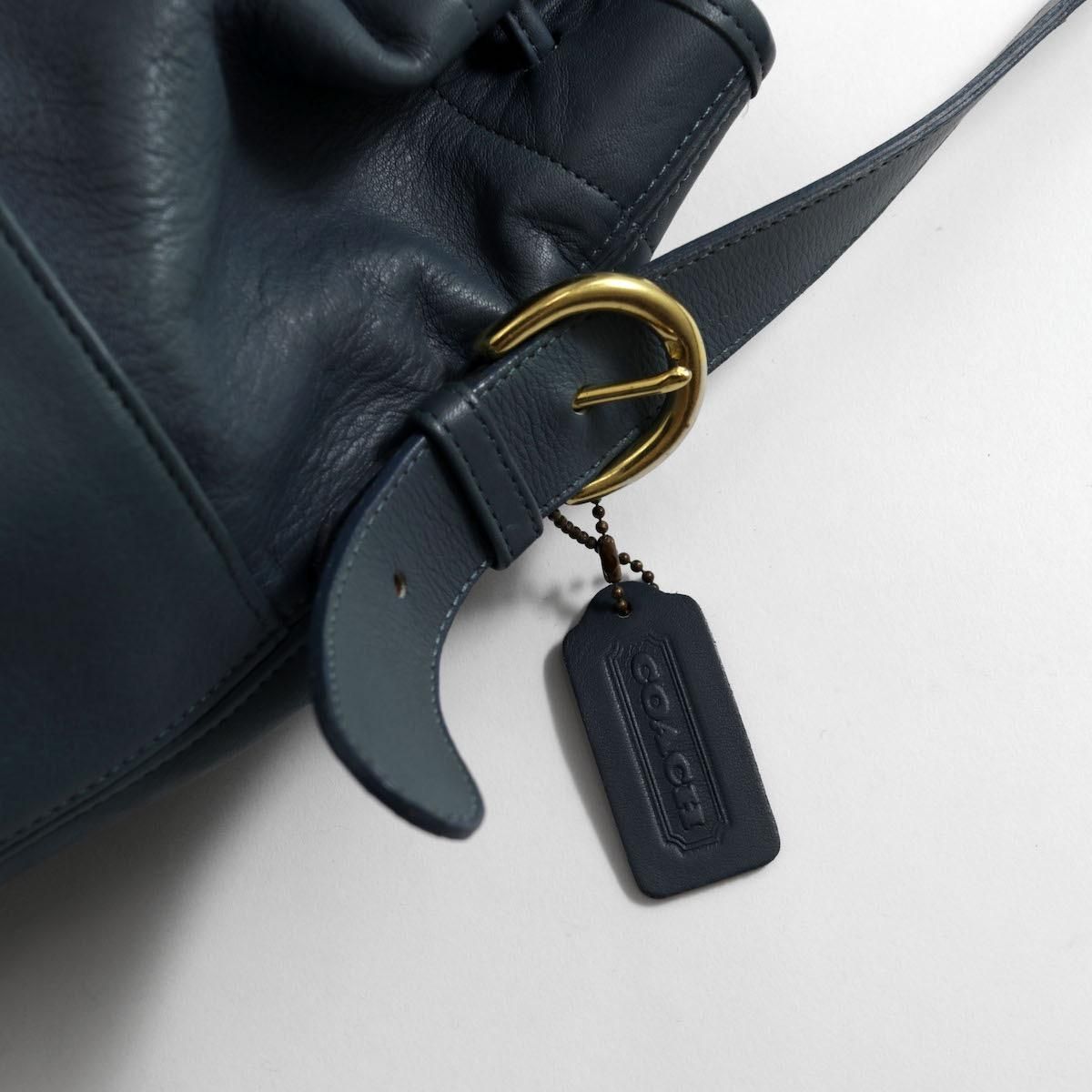 ✨美品♣オールドコーチ ショルダーバッグ　巾着　レザー　ネイビー G金具 オールドコーチ ☆ USA製 レザー 巾着 ワンショルダーバッグ