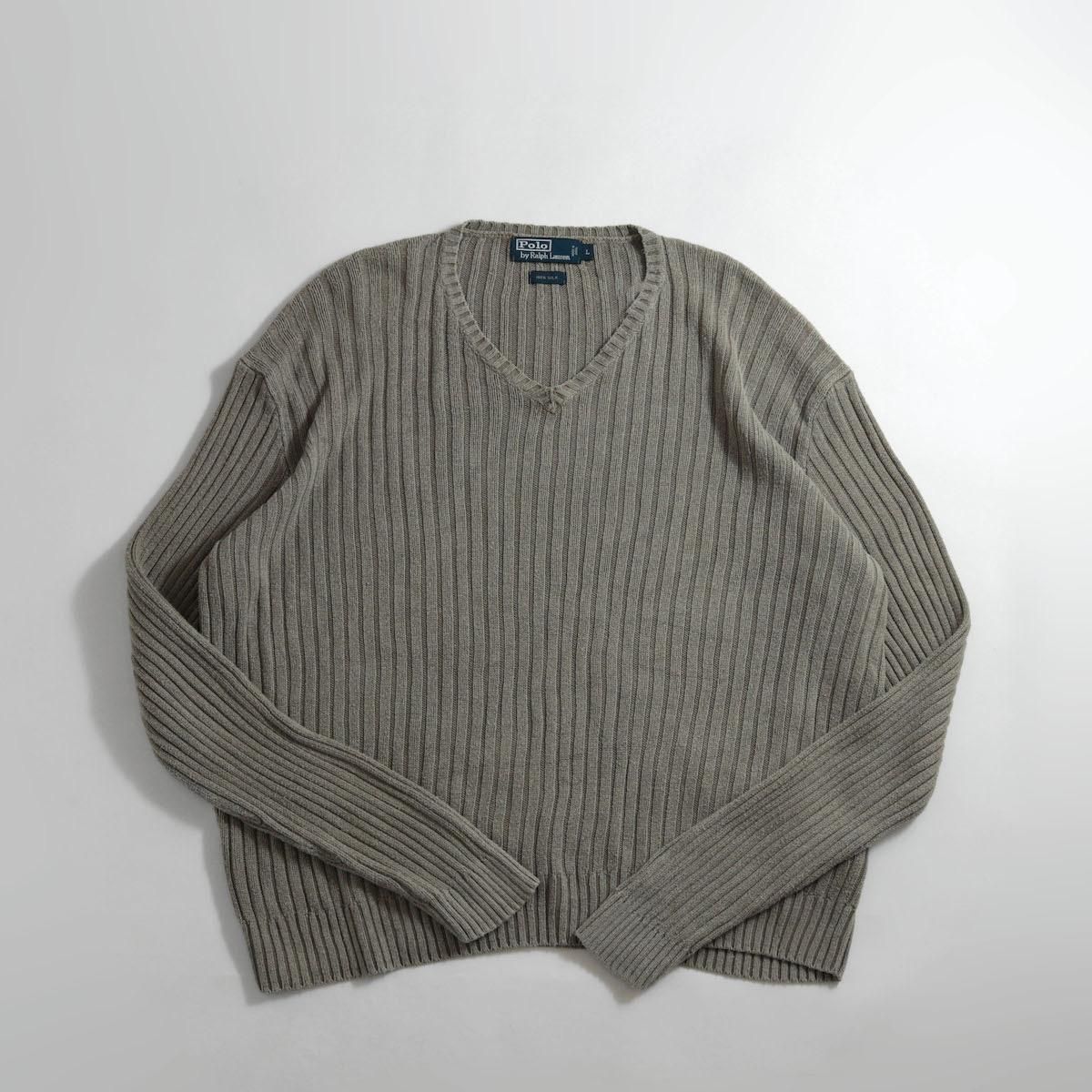 レディース ユーズド ラルフローレン オーバーサイズ シルク Vネックニット グレー Ralph Lauren レディース ユーズド ラルフローレン オーバーサイズ シルク Vネックニット グレー Ralph Lauren