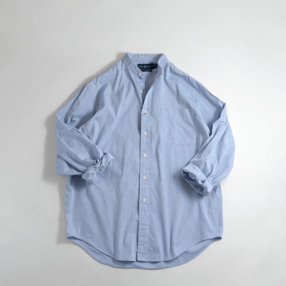 レディース ラルフローレン ビッグサイズ バンドカラーカスタムシャツ サックスブルー Ralph Lauren レディース ラルフローレン ビッグサイズ バンドカラーカスタムシャツ サックスブルー Ralph Lauren