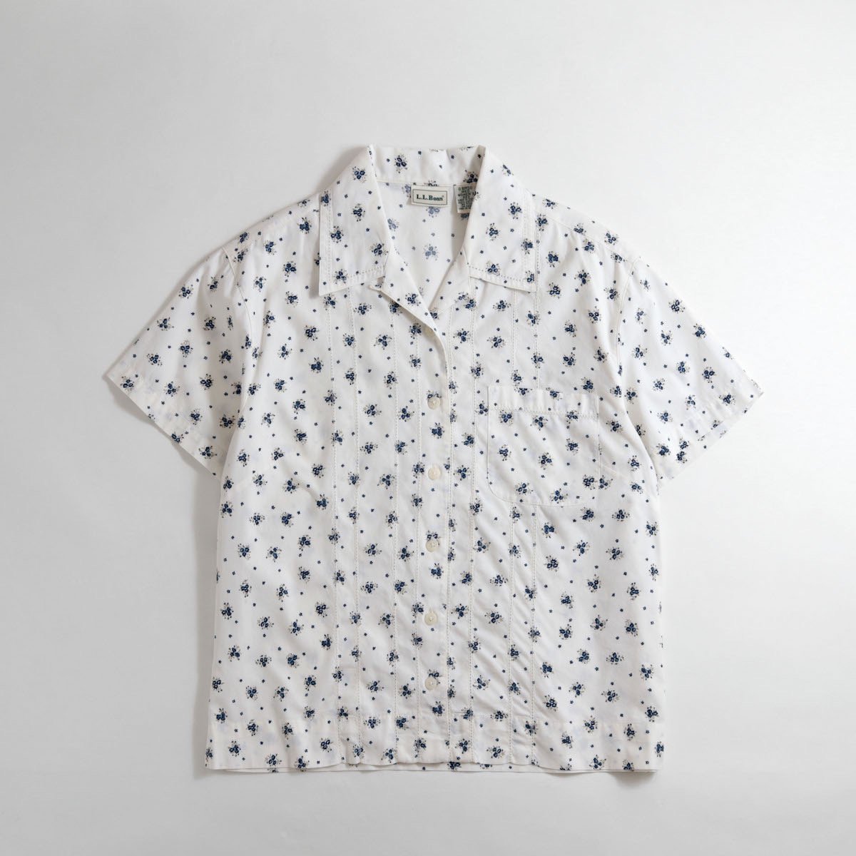 [レディース] 1990s L.L.Bean 花柄 オープンカラーシャツ オフホワイト