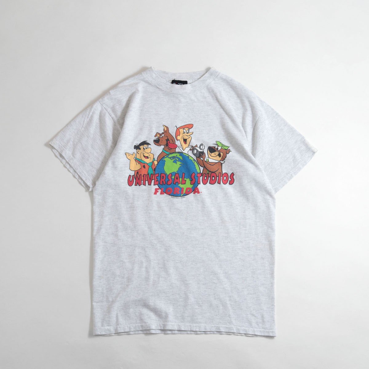 レディース 1990s Usa製 ユニバーサルスタジオフロリダ Tシャツ フリントンストーン ハンナ バーベラ 杢グレー