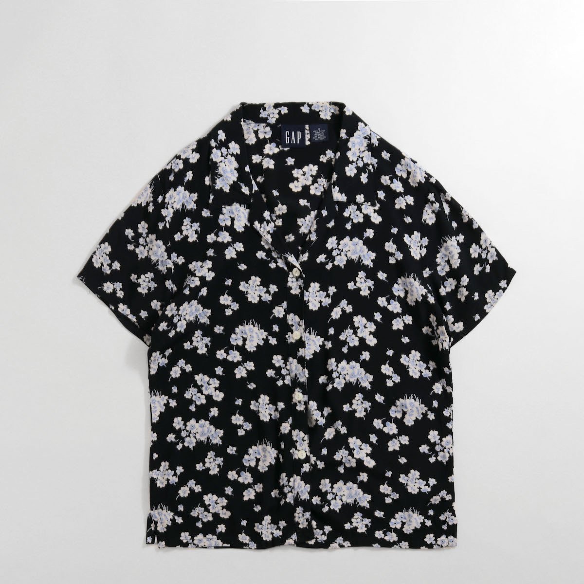 レディース] 1990s オールドGAP 花柄オープンカラーシャツ 半袖 ブラック