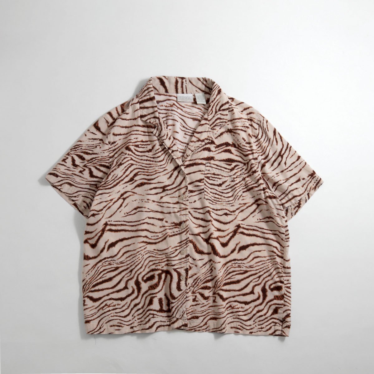 レディース] 1990s~ タイガーパターン オープンカラーシャツ 虎柄 半袖