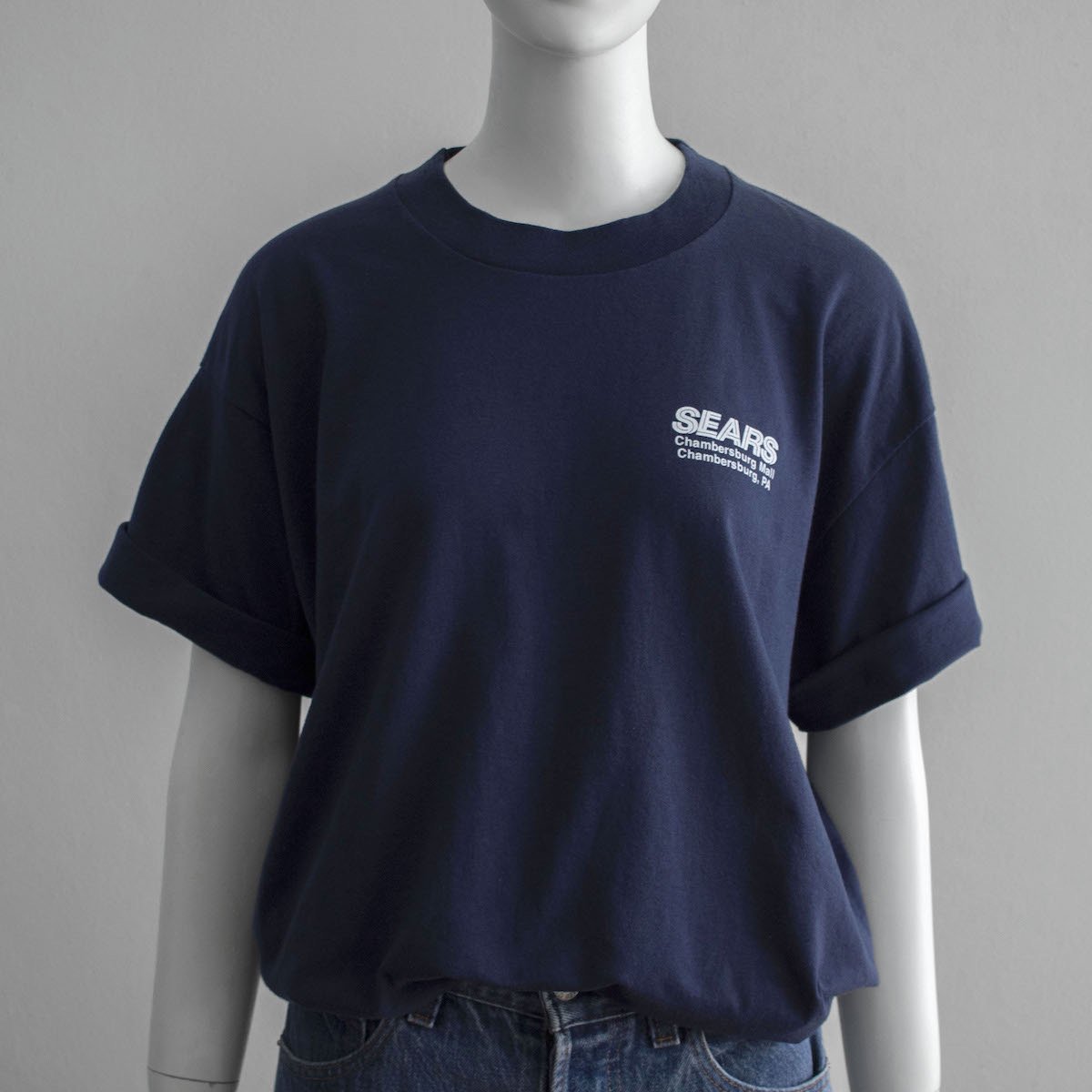 レディース] 1990s USA製 シアーズ ロゴプリントTシャツ ネイビー [Sears]