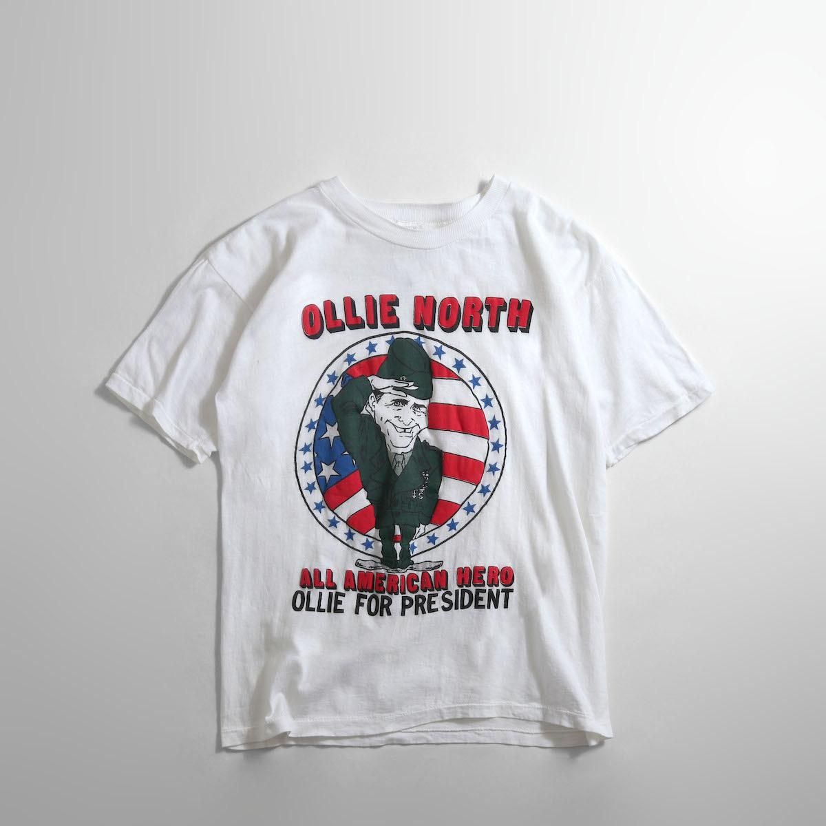 レディース 1980s ヴィンテージ パキ綿 オリバーノース ミリタリー プリントtシャツ ホワイト パキスタンコットン レディース 1980s ヴィンテージ パキ綿 オリバーノース ミリタリー プリントtシャツ ホワイト パキスタンコットン