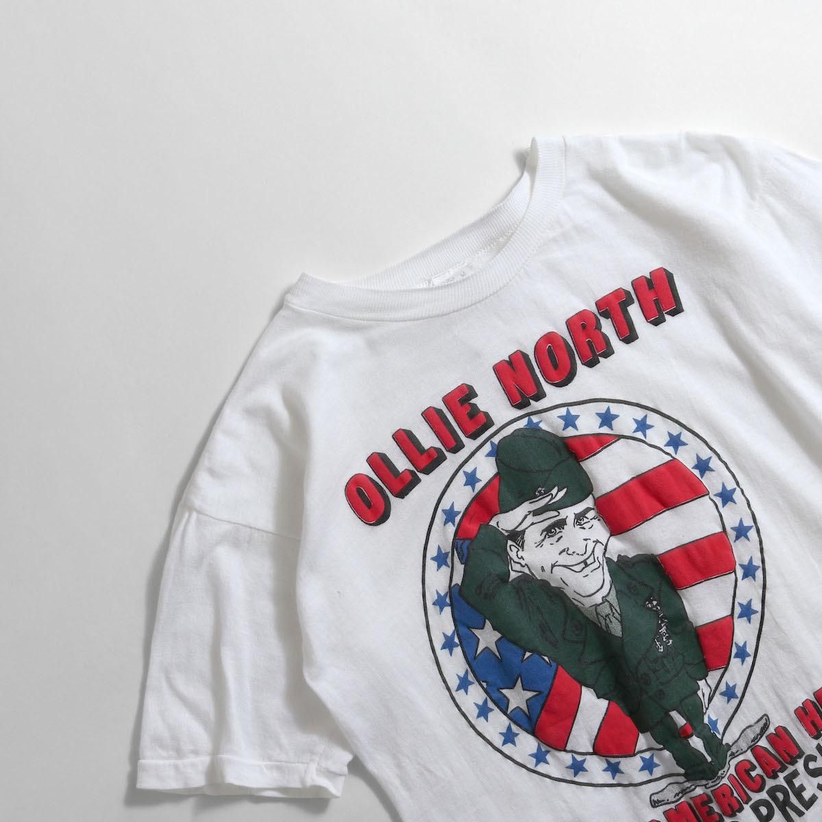 レディース 1980s ヴィンテージ パキ綿 オリバーノース ミリタリー プリントtシャツ ホワイト パキスタンコットン レディース 1980s ヴィンテージ パキ綿 オリバーノース ミリタリー プリントtシャツ ホワイト パキスタンコットン